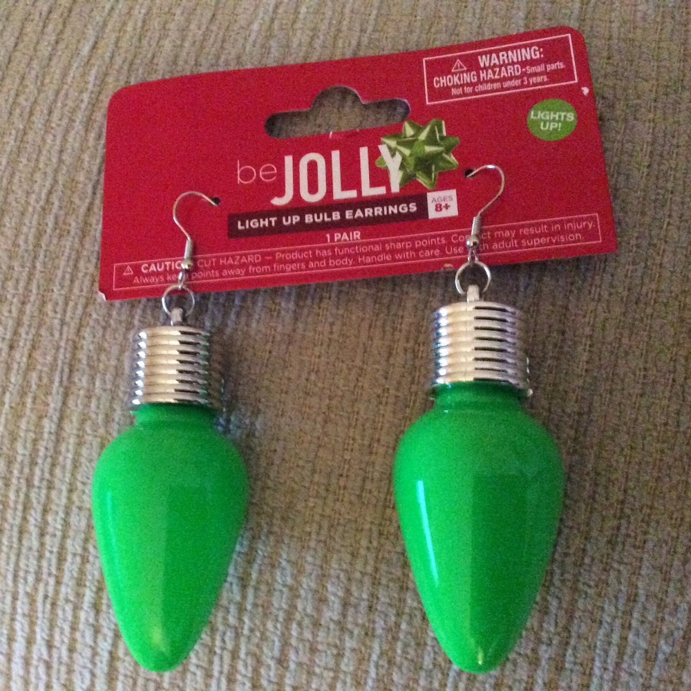 Christmas Green Light Up Bulb Earrings